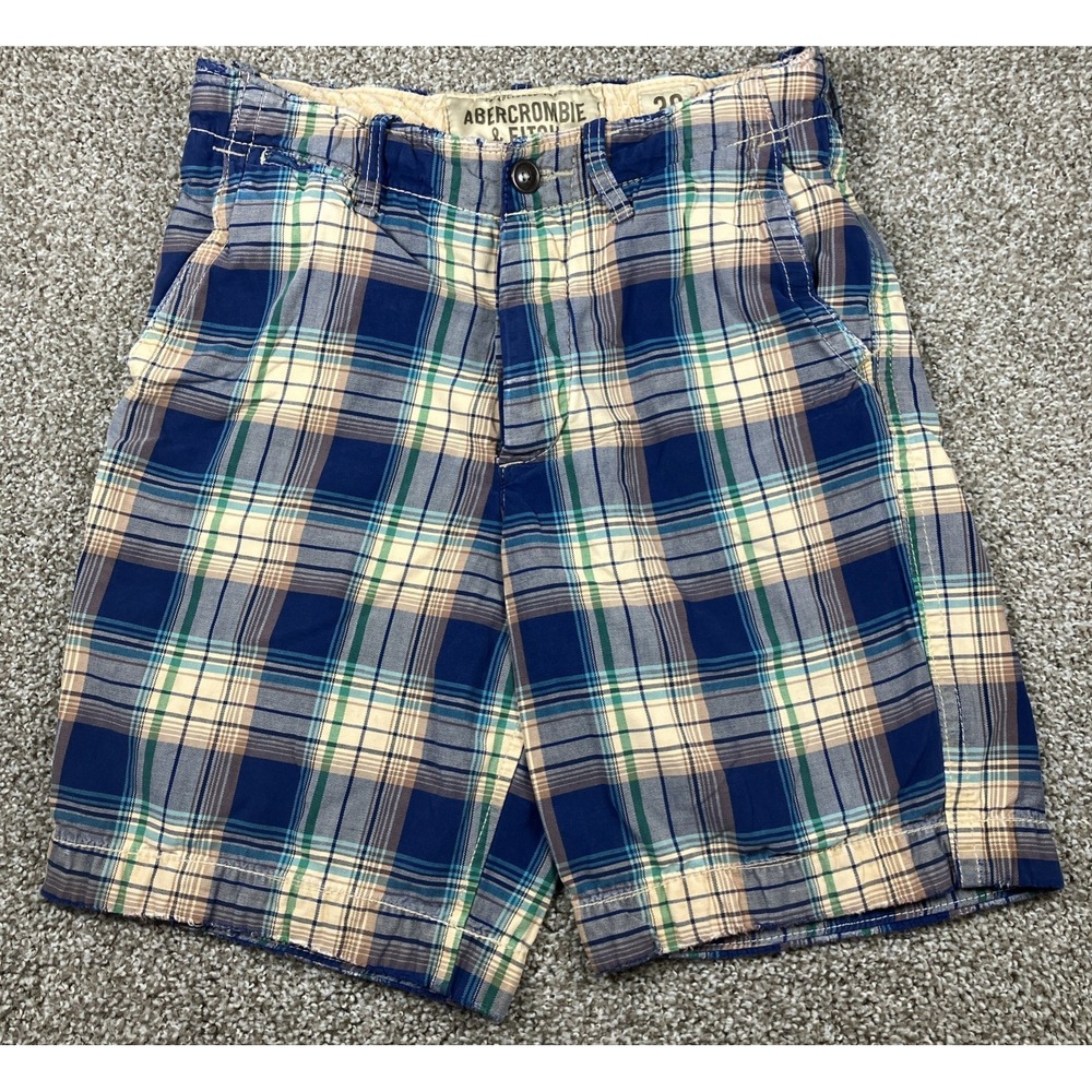 Abercrombie & Fitch Heavy Cotton Shorts Plaid Size 30 ( Fits 32 ) Y2k Distressed